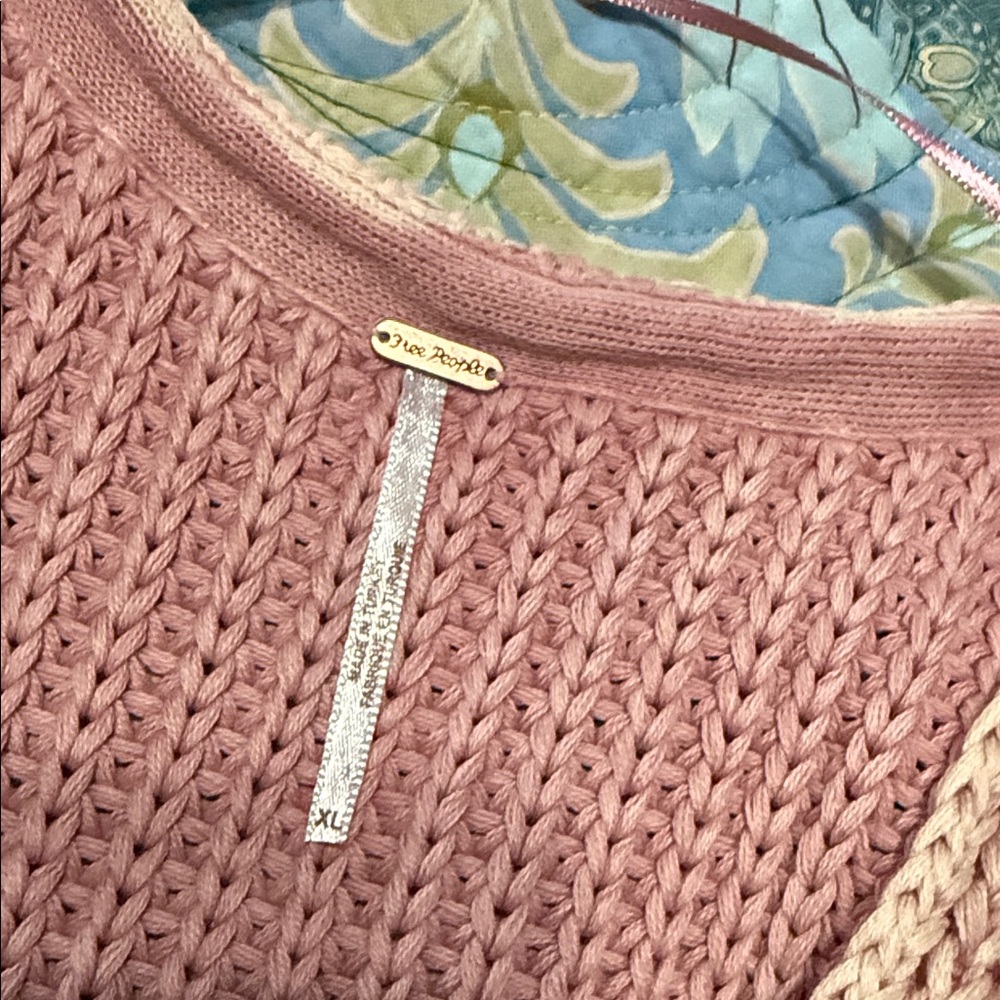 Free People Pink Knit Button-Up Sweater Vest. - Picture 5 of 5